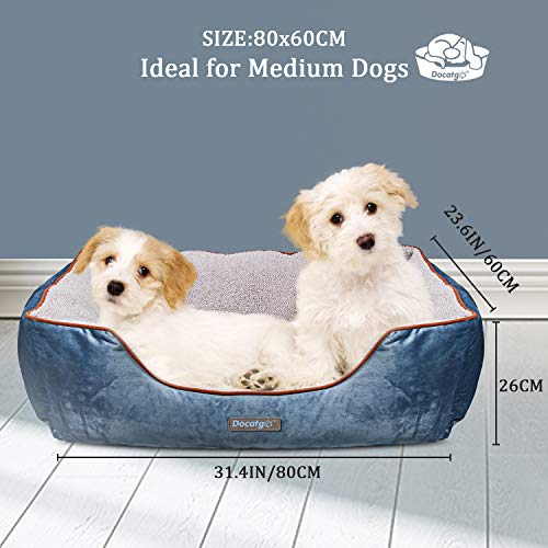 Docatgo Camas para Perros, Cama para Mascotas con Suave cojín Desmontable 80x60x25cm, Perros De Perrito Sofa con Suave cojín Desmontable