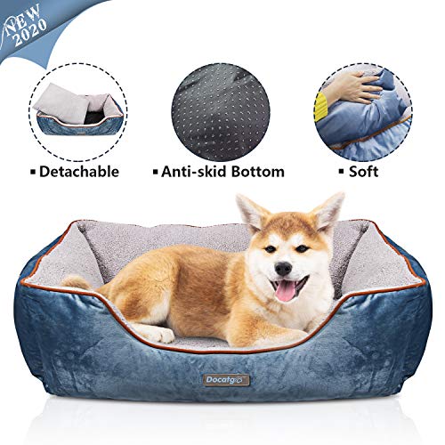 Docatgo Camas para Perros, Cama para Mascotas con Suave cojín Desmontable 80x60x25cm, Perros De Perrito Sofa con Suave cojín Desmontable