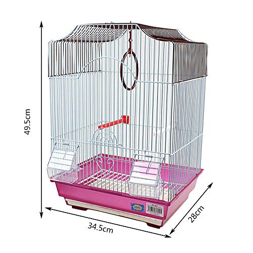 DZL Jaula para pajaros con comederos,Palos y Columpios (34.5X28X49.5CM) (Purpura)