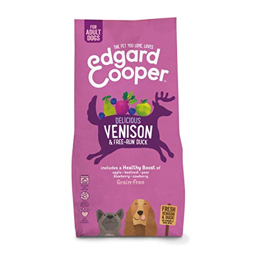 Edgard & Cooper pienso para Perros Adultos sin Cereales, Natural con Venado y Pato Frescos, 7kg. Comida Premium balanceada sin harinas de Carne ni Carnes sobreprocesadas, cocinada a Baja Temperatura