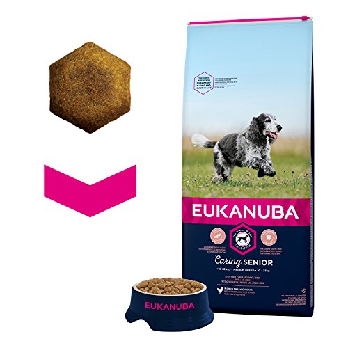 EUKANUBA Edad Avanzada con Necesidad de Cuidados Raza Mediana rico en pollo fresco [12 kg]