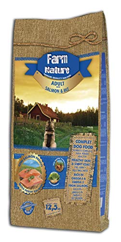 Farm Nature Pienso seco para Perros. FN Salmón con Arroz - Todas Las Razas - 12,5 kg