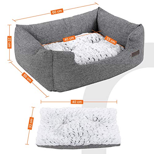 FEANDREA Cómoda Casa para Mascotas, Cama para Perros Perrera de Tamaño S, Dimensiones externas : 60 x 50 x 22 cm PGW22G