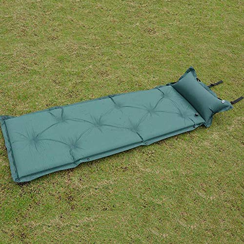 FEE-ZC Colchoneta Inflable para Acampar, ColchóN Auto Inflable Al Aire Libre Cama De Espuma Enrollable con Almohada Gruesa Almohadilla para Dormir PortáTil, Verde * L