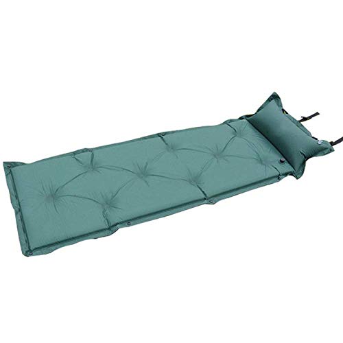 FEE-ZC Colchoneta Inflable para Acampar, ColchóN Auto Inflable Al Aire Libre Cama De Espuma Enrollable con Almohada Gruesa Almohadilla para Dormir PortáTil, Verde * L