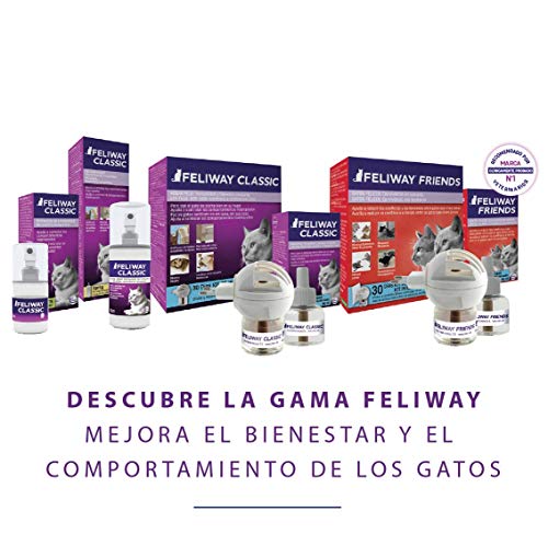 FELIWAY Classic - Antiestrés para gatos - Marcaje con orina, Miedos, Cambios en el entorno, Arañazos Verticales - Difusor + Recambio 48ml