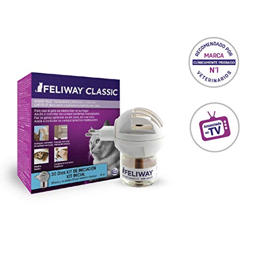 FELIWAY Classic - Antiestrés para gatos - Marcaje con orina, Miedos, Cambios en el entorno, Arañazos Verticales - Difusor + Recambio 48ml