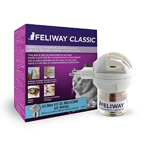 FELIWAY Classic - Antiestrés para gatos - Marcaje con orina, Miedos, Cambios en el entorno, Arañazos Verticales - Difusor + Recambio 48ml