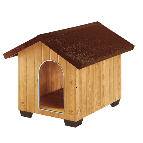 Ferplast Caseta de exterior para perros DOMUS LARGE, Madera ecosostenible, Rejilla de ventilación, Puerta con perfil de aluminio resistente a las mordeduras, 81,5 x 102,5 x h 78 cm