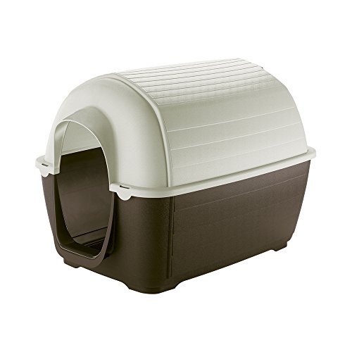 Ferplast Caseta de Exterior para Perros Kenny 01, Resina termoplástica Resistente a los Golpes y a los Rayos UV, Sistema de Drenaje de líquidos, Rejilla de ventilación, 50 x 78 x h 50 cm