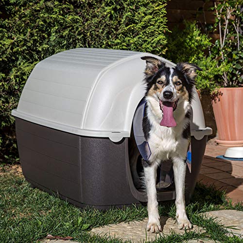 Ferplast Caseta de Exterior para Perros Kenny 05, Resina termoplástica Resistente a los Golpes y a los Rayos UV, Sistema de Drenaje de líquidos, Rejilla de ventilación, 70 x 100,6 x h 70,5 cm