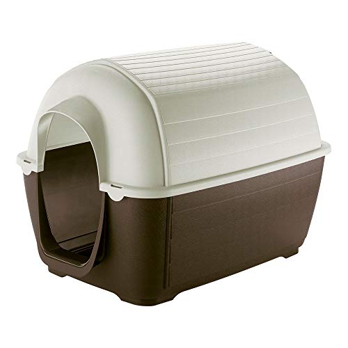 Ferplast Caseta de Exterior para Perros Kenny 05, Resina termoplástica Resistente a los Golpes y a los Rayos UV, Sistema de Drenaje de líquidos, Rejilla de ventilación, 70 x 100,6 x h 70,5 cm