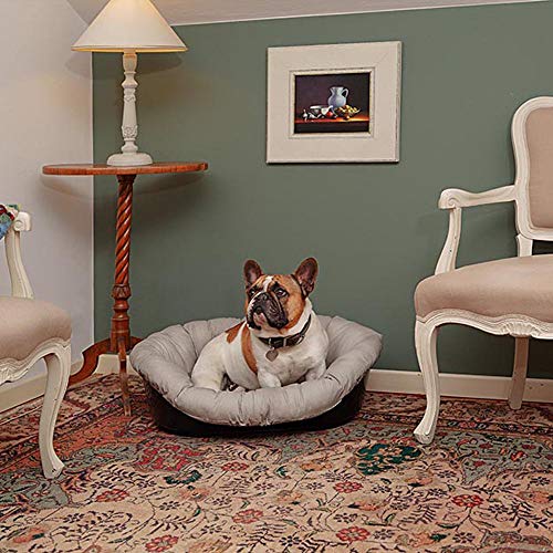 Ferplast Cojín para Cama de Perros y Gatos SOFÀ Cushion 6 Funda Acolchada para Cama de Animales Tipo Cesta de plástico, Algodón Lavable, Regulable con cordón elástico, 73 x 55 x h 27 cm Gris