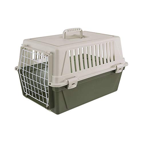 Ferplast Transportín rígido para Perros de Talla pequeña y Gatos Atlas 10 EL, Caja de Transporte, Plástico, Puerta de Acero plastificado, Rejillas de ventilación, 32,5 x 48 x h 29 cm Verde