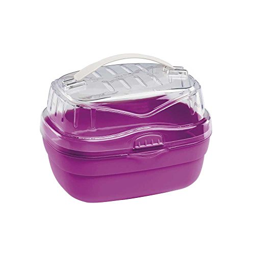 Ferplast Trasportín para hámsteres y Otros pequeños roedores ALADINO Small Jaula de Viaje para roedores y hámsteres, Rejillas de ventilación, Cómoda asa, Cierre Seguro, 20 x 16 x h 13,5 cm Fucsia