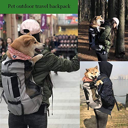 FLkENNEL Mochila Transpirable para Perros y Gatos,Bolsa de Transporte con Trekking Ciclismo Viajes Moto Compras Trekking,Plegable, Conveniente, Caja,Gray,S