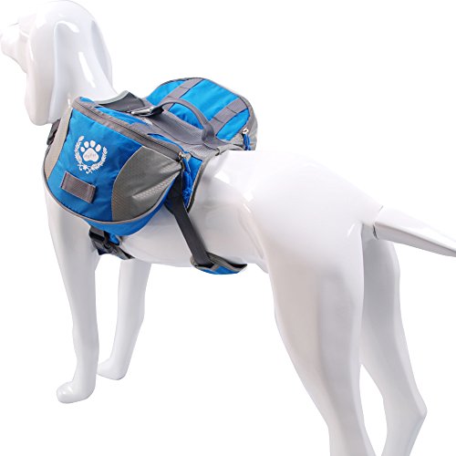 Fosinz Mochila para Perros Carrier Ajustable Reflectante Impermeable Alforja para Perros Mochila para Perros Grandes y medianos Al Aire Libre Que viajan Senderismo Acampada Entrenamiento-L