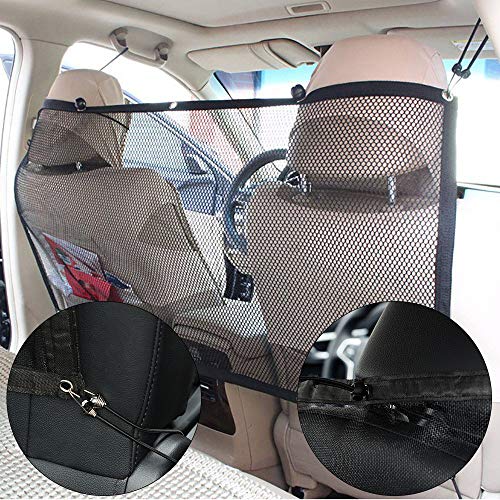 FREESOO Mascota Perro Red Rejilla Auto Asiento Trasero Cubierta Protectora De Coche Malla Red Barrera para Niños Perros Mascotas 115cmx62cm Universal Protector de Seguridad