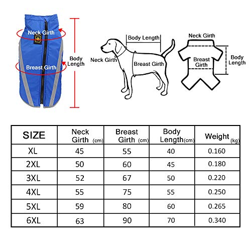 FREESOO Ropa para Mascotas Perros Impermeables Chubasqueros Invierno Chaleco Caliente Abrigo Chaqueta Reflectante Resistente al Viento para Perros Medianos y Grandes