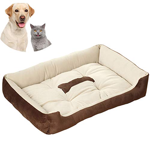 Galaxer Cama para Perros, Perro Gato 80 * 60 cm Mascota Colchón Lavable Almohada Cojín Suave y Cálida Cama de Algodón PP con Parte Inferior Antideslizante Extremadamente Suave y Cómoda