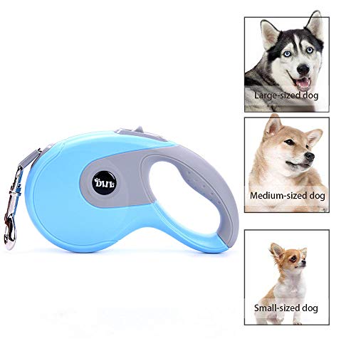 Galaxer Correa para Perros, 5M Mascota Correa Retractil de Nylon para Perro Correa Extensible con un Botón de Rotura y Bloqueo y Cómodo Agarre de la Man para Entrenar a Pie o Trotar