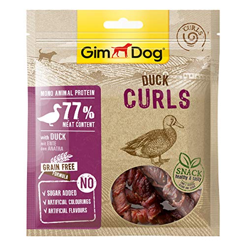 GimDog Curls – Nack de Carne Seca con fórmula sin Cereales y Mono proteína para Perros – 6 Paquetes (6 x 55 g)