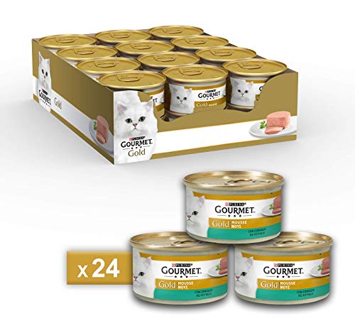 Gourmet Gold Mousse para El Gato, con Conejo, 85 g – Pack de 24 Unidades