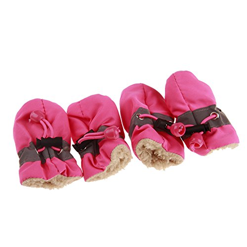 H2okp-009 Mascotas Cachorros de Perro Cubierta de Zapatos Botas de Lluvia Impermeables Antideslizantes Calcetines Botas Cubiertas de Zapatos para Niños Pequeños Pink 1#