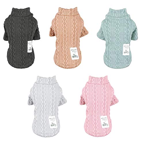 Handfly Mascota Gato Perro Jersey de Punto cálido Abrigo Prendas de Punto Abrigo Ropa Ropa Jumpers para Perros Rosa Gris Cat Jumpers Abrigo para Perros Invierno Ropa para Perros Negro Caqui