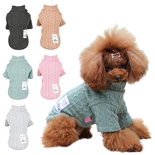 Handfly Mascota Gato Perro Jersey de Punto cálido Abrigo Prendas de Punto Abrigo Ropa Ropa Jumpers para Perros Rosa Gris Cat Jumpers Abrigo para Perros Invierno Ropa para Perros Negro Caqui