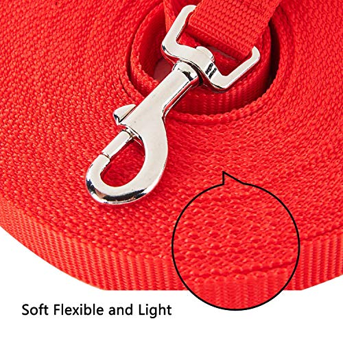 HAPPY HACHI Correa de Adiestramiento 15m para Perros Larga Correas Nylon Resistente para Camping Paseo Longitud 15m Rojo