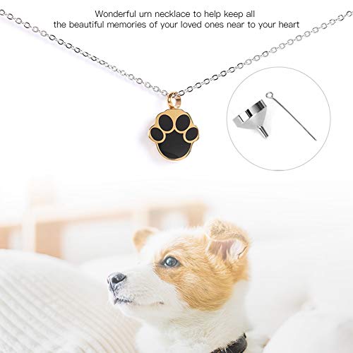 Hffheer Collar de la urna del Perro del Animal doméstico para Las Cenizas Patrón de la impresión de la Pata Colgante conmemorativo de la Ceniza Perro Cenizas Locket del Recuerdo para Las Mujeres