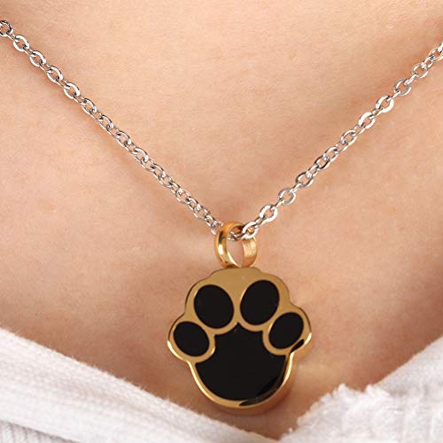 Hffheer Collar de la urna del Perro del Animal doméstico para Las Cenizas Patrón de la impresión de la Pata Colgante conmemorativo de la Ceniza Perro Cenizas Locket del Recuerdo para Las Mujeres