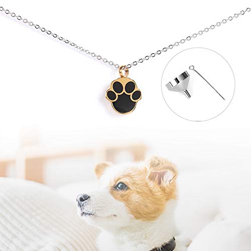 Hffheer Collar de la urna del Perro del Animal doméstico para Las Cenizas Patrón de la impresión de la Pata Colgante conmemorativo de la Ceniza Perro Cenizas Locket del Recuerdo para Las Mujeres