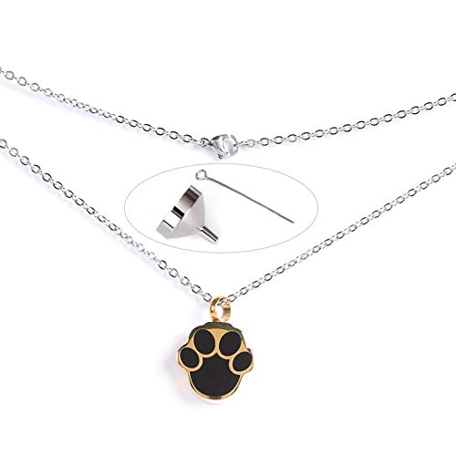 Hffheer Collar de la urna del Perro del Animal doméstico para Las Cenizas Patrón de la impresión de la Pata Colgante conmemorativo de la Ceniza Perro Cenizas Locket del Recuerdo para Las Mujeres