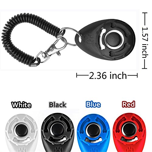 HMILYDYK - Clickers de entrenamiento para mascotas con botón grande para perro, gato o cachorro, herramienta de entrenamiento con muñequeras – 2 unidades (negro y blanco)