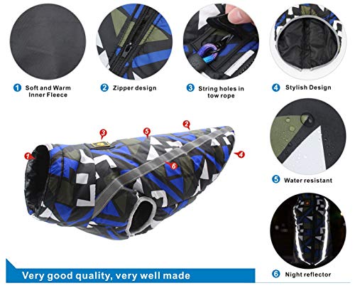 Idepet Chaqueta para perros, abrigos para perros cálidos Chaquetas para perros pequeñas, medianas y grandes Chaleco para nieve a prueba de viento Ropa para perros Traje con orificio para arnés