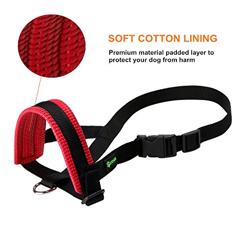 ILEPARK Bozal de Nylon para Perros Grandes Previene Mordidas, Ladridos y Que Mastiquen, Bozal Lazo Ajustable (XXL,Rojo)