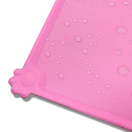 Joytale Silicona Alfombrilla para Comedero de Mascota, Tapete para Comer Perros y Gatos, Antideslizante,Impermeable,47×30cm, Rosado