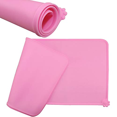 Joytale Silicona Alfombrilla para Comedero de Mascota, Tapete para Comer Perros y Gatos, Antideslizante,Impermeable,47×30cm, Rosado