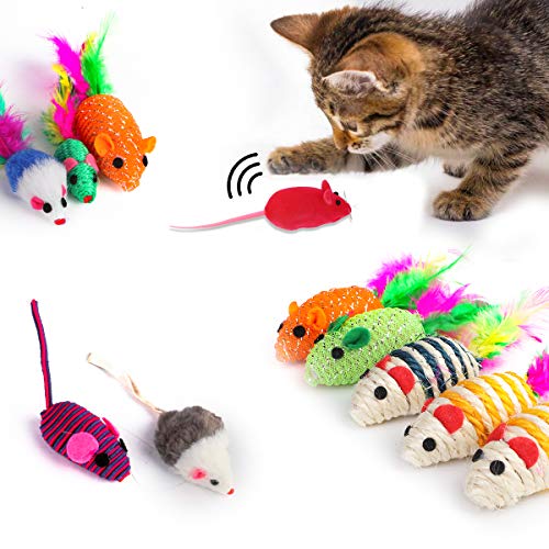 Juguete para Gato 30 Pcs Peludo Ratones Gato Juguete Sonajero Pequeño Ratón Juguetes Interactivo Ratón Juguetes Peluche para Gatos Perros Simulación Juguete de Ratón con Plumas Colores Variados