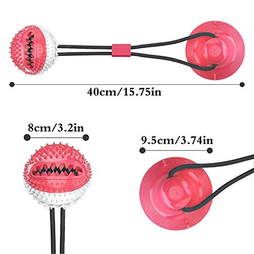 Juguete para Perros Molar,Pet Molar Bite Toy,Pelota de Goma para morder el Perro con Ventosa interactiva, Juguete para Masticar,Pelota de Entrenamiento para Cachorro Cuidado Limpieza de Dientes (Rojo)