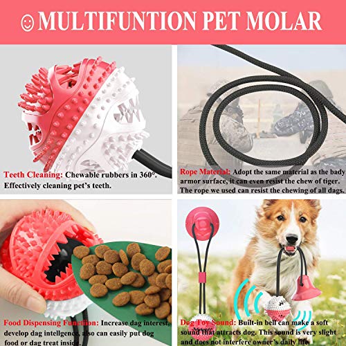 Juguete para Perros Molar,Pet Molar Bite Toy,Pelota de Goma para morder el Perro con Ventosa interactiva, Juguete para Masticar,Pelota de Entrenamiento para Cachorro Cuidado Limpieza de Dientes (Rojo)