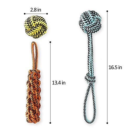 Juguetes para Masticar con Cuerda de Perro Grande, patrón de Serpiente, Cuerda de algodón Duradero, Juguete para Masticar dentición de Guerra para Perros medianos y Grandes, 3 en 1 Paquete