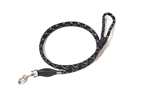 Julius K9 IDC String Leash Diam.12Mm X 1,2M Normal Carabiner-Black-Fluorescens, Negro, 1.2 cm