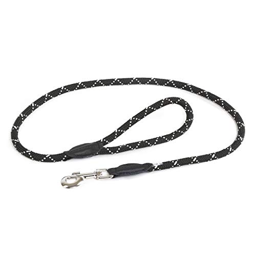 Julius K9 IDC String Leash Diam.12Mm X 1,2M Normal Carabiner-Black-Fluorescens, Negro, 1.2 cm