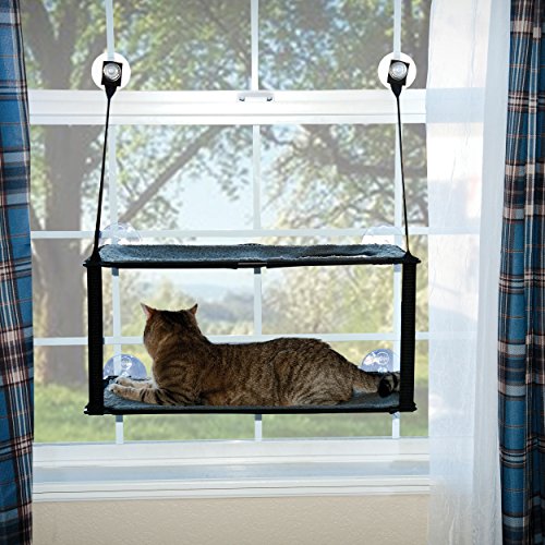 K&H PET PRODUCTS K&H Mascotas| Soporte EZ para Ventanas | Cama para Gatos de Dos Alturas Que se acopla en el umbral de la Ventana