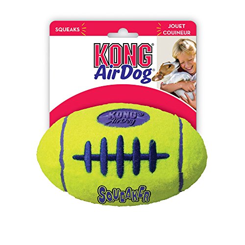 KONG - AirDog Squeaker Football - Juguete sonoro y saltarín, Tejido Pelota de Tenis - para Perros Grandes