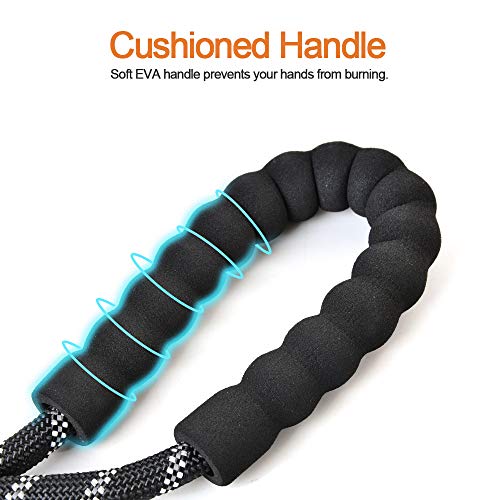 Litthing Correas para Perros Nylon con Mango Acolchado Ajustable Negro Sólido Reflectante 150 cm para Perros Grandes o Medianos Adecuado para Correr Senderismo Correr (Negro A+)