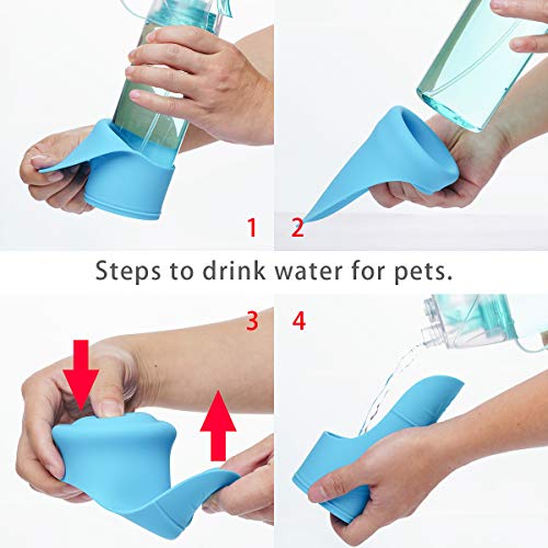 Locisne BPA Libre 600 ml Botella de Agua Suministros de riego para Mascotas para Perros y Gatos con tazón de Silicona extraíble, Agua en Aerosol Caminar, Deportes, Senderismo, Camping